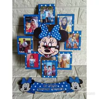 Jam dinding pigura foto karakter mickey minnie mouse kado custom ultah anniversary wisuda wedding