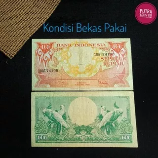 (ORIGINAL) Uang kuno kertas 10 rupiah tahun 1959