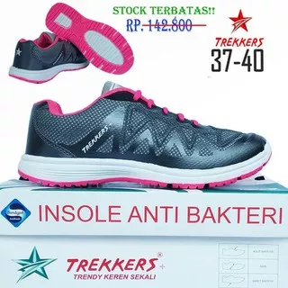 SEPATU WANITA ORIGINAL TREKKERS ABU PINK SEPATU SPORT RUNNING SENAM