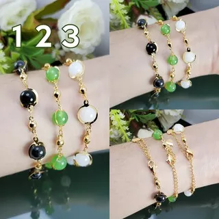 (Antonia) gelang tangan bola radium - perhiasan gold plated 18k - gelang rantai radium ball korea