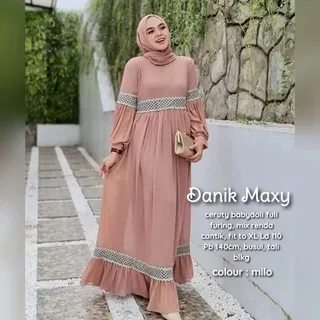 Danik Maxy / Baju Gamis Matt Ceruty Babydoll Aplikasi Renda Kekinian / Baju Muslim Wanita Terlaris / GSO