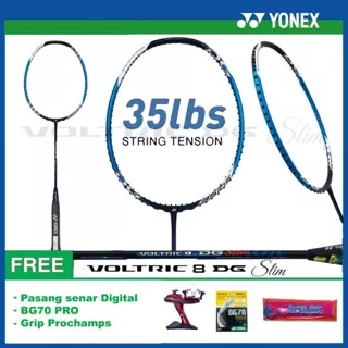 Raket Badminton YONEX NEW VOLTRIC 8 DG SLIM FREE PASANG SENAR YONEX BG 70 pro ORIGINAL