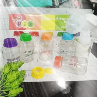 Botol Asi Kaca isi 6 - Botol Penampung Asi babypax - Baby Pax Rainbow 150 ml Botol Asi Kaca Baby pax