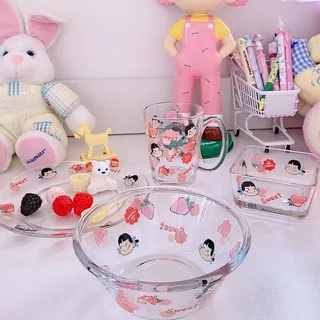 Milky Peko Chan Transparent Bowl Plates / Piring Mangkuk Karakter Milky Peko Chan