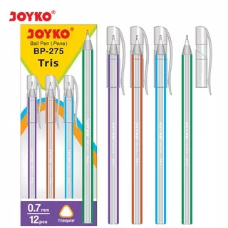 pulpen joyko tris  BP-275 0.7mm tringular non gel - Hitam pulpen 1 pack bolpen bolpoin pena joyko pen (12 pcs )