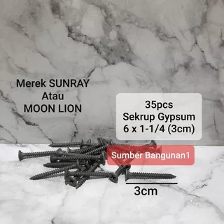 Sekrup Gypsum 6x1-1/4 (35pcs) skrup baja hitam SUNRAY 3cm