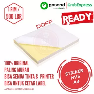 Kertas Stiker A4 Doff isi 500 lembar / Kertas Sticker Doff A4 / Kertas Stiker Doff A4