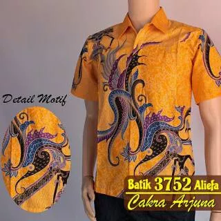 Kemeja Hem Batik Pria Wayang Blok Kuning||Kemeja Batik Fashion Pekalongan