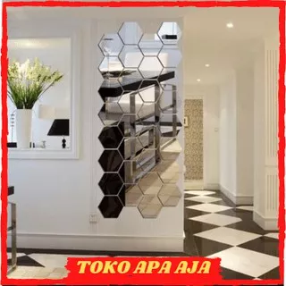 Hiasan Dinding Akrilik HEXAGONAL Wall Sticker Cermin Dinding Stiker Dinding Sticker Dinding A846