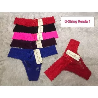 G-String Thong Panty Full Lace Sexy  | G-String Thong Tali | G-String Sexy Pakaian Dalam Wanita Thong Lingerie