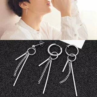 Kpop Korean Star BTS Bangtan Boys Silver Stud Earrings