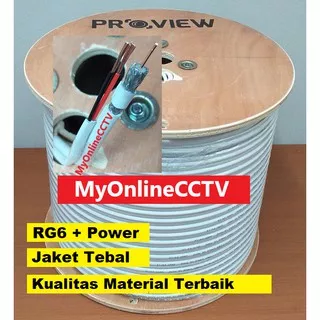 Kabel Kamera CCTV RG6 Coaxial + Power ProView Premium Ecer Per-Meter