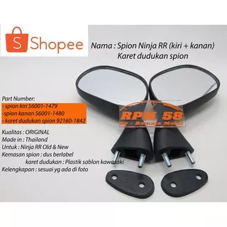 Spion Ninja RR original kawasaki set kiri kanan + karet dudukan spion