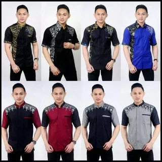 BAJU KEMEJA BATIK KOMBINASI BATIK BORDIR SIZE M L XL