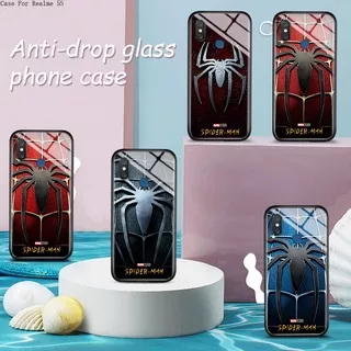 Realme 5S 5i 5 3 2 Pro GT Master Neo 2 5G OPPO Untuk Hard Casing Phone Case Spiderman Spider Logo Glass Pro GT 5Gtection Cover Shockproof Back Cases Hp Handphone