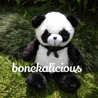 Boneka panda polkadot besar jumbo xl 80cm hitam putih