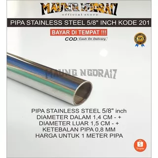 Pipa stainless steel / Pipa 5/8 x 1Mtr Bulat Stainless steel / Pipa bulat 1meter stainless steel