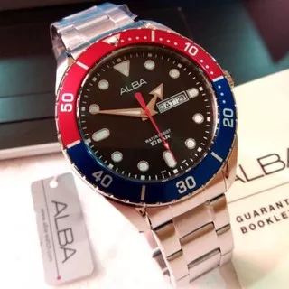 ALBA AJ6107 Active Day Date Pepsi Blue Red ORIGINAL