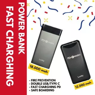 POWERBANK LUCKY 12000 dan 18000 mAh QUALCOMM QUICK CHARGE TERMURAH