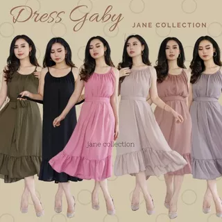 JANE COLLECTION || Midi Dress Korea Tank Top Ruffle Soft Crinkle Peplum Flowy Sexy Dress Gaby
