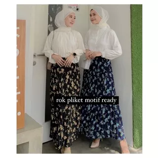 ROK PLISKET MOTIF ROK PLISKET BUNGA PLISKET