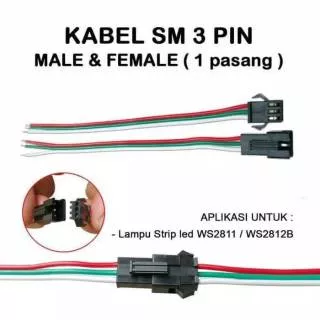 SOKET TERMINAL KABEL MALE & FEMALE 3 PIN 3 KABEL