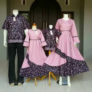 Baju batik couple gamis keluarga modern anak muda untuk pesta model kombinasinya