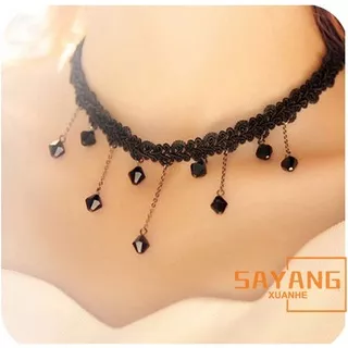 Necklace Black Collar Choker Bib Beads Statement Pendant Crystal Chain Necklace