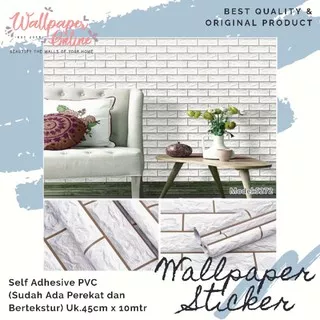 Wallpaper Bata putih 3D - wallpaper sticker dinding uk.45cm x 10mtr