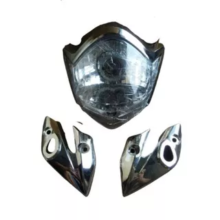 lampu depan + kupingan lampu vixion old crome + led angle eye biru