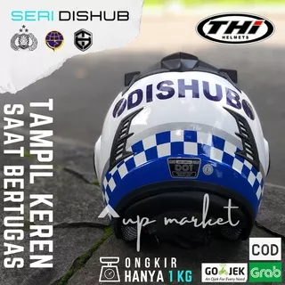 Helm Helem Helmet Motor Half Face Polisi Dishub Patwal LLAJ Pria Dewasa Putih SNI Original Ori SNI