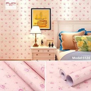 Wallpaper Sticker MAWAR SHABBY PINK KECIL Sticker Dinding Kamar Ruang Tamu Dapur Dekorasi Rumah