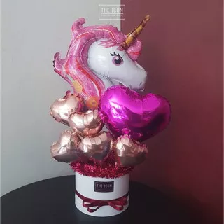 Unicorn Balloon Box | Bloom Box Unicorn | Kado Ulang Tahun | Buket Balon Bekasi