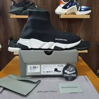 SEPATU PRIA BALENCIAGA SPEED TRAINER BLACK WHITE PK GOD ORIGINAL MATERIAL BNIB GUARANTEE SNEAKERS SALE