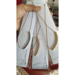 COD Kalung Liontin Bvlgari / LV / Chanel Titanium Wanita Anti Karat - Gold , Silver , Rose Gold