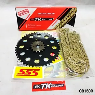 Gear Set SSS Hitam CB150R / CBR150R + Rantai O-Ring TK Racing