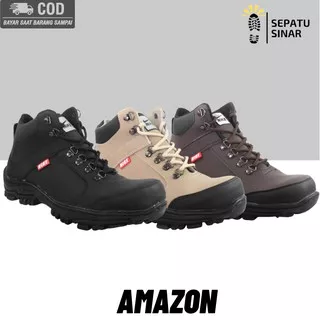 Sepatu Safety Pria Nike Amzon Boots Ujung Besi Terbaru Outdoor Tracking Sepatu Gunung Hiking Bikers