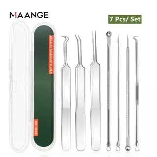 MAANGE 7Pc/ Set Blackheads Pimples Remover Acne Tweezers Pore Acne Cleanser Facial Care Cleaning Tool
