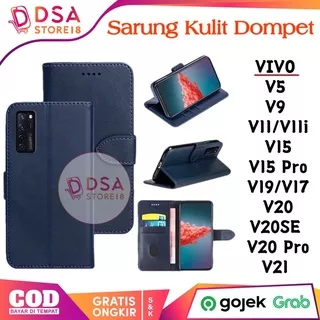 Sarung Kulit Vivo V21 V20 V19 V5 V9 V15 Pro V11 V17 Pro Flip Cover Leather Case Dompet Wallet Casing Vivo
