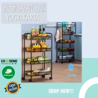 RAK DORONG 4 SUSUN SERBAGUNA/RAK DAPUR DORONG/RAK PERALATAN DAPUR/RAK BUAH/RAK DORONG RODA SERI 4TINGKAT/RAK SUSUN BESI TROLI TEMPAT PENYIMPANAN SERBAGUNA