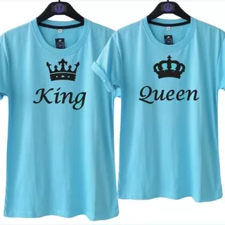 WT Kaos Pasangan KING QUEEN BiruMuda/Tshirt Couple