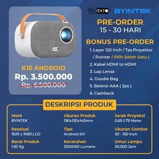 Pre-Order Proyektor BYINTEK High Quality by Pusat Proyektor Indonesia | Proyektor | Proyektor Android | Proyektor 4K | Proyektor Mini | DLP Projector | Proyektor DLP | LCD Projector