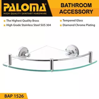 PALOMA BAP 1526 Rak Kaca Sudut Tempat Sabun Corner Dinding Kamar Mandi