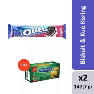 Oreo Double Stuf Biskuit 2 x 147,7 gr (Free Sariwangi Teh Hijau Celup)