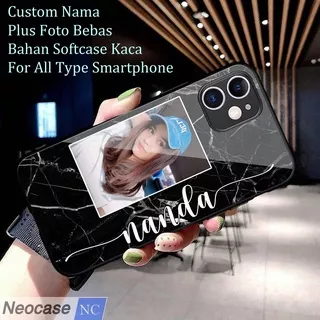 [Custom Case Nama & Foto] Bahan Softcase Kaca Kilau For All Type/Oppo/Vivo/Xiaomi/Infinix/Realme/Samsung/Iphone