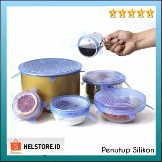 KARET SILIKON PENUTUP RANTANG MANGKUK PANCI / Penutup Makanan Silikon Tutup Gelas Tutup Mangkok 1 Set Isi 6 Pcs