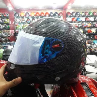 Helm Snail Ffs1 Carbon Glossy Iridium Blue Visor New