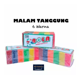 Lilin Mainan/Malam/Plastisin/Playdough Tanggung 6 warna (Pak)