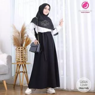 Mahya dress hitam putih/baju dinas/gamis pns by fania hijab