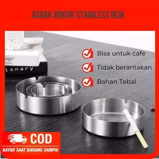 Asbak Rokok Stainless Roko Besi Stenlis Stainles Steel Hotel Cafe Bulat Awet Mini Tempat Sampah Abu Souvenir Asbak